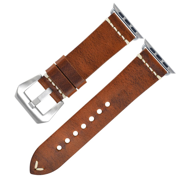 Италианска кожена каишка, съвместима с Apple Watch Band 38/40/41MM, резервна каишка от естествена кожа за iWatch Ultra2/1 Series 10 9 8 7 6 5 SE2, кафяв