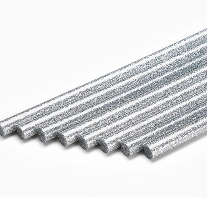 Комплект от 25 цветни силиконови пръчици с блясък, Commando Crafts, за пистолет за запояване, заваряване на пластмасови материали, изработка на ръчно изработени артикули, еластични, дебелина 11 mm, дължина 18 cm, сиви