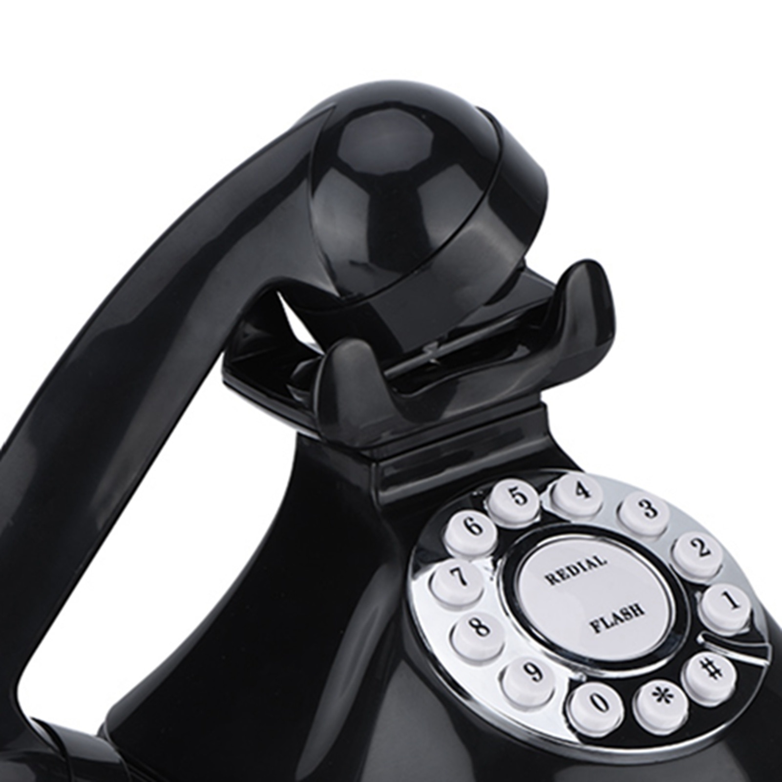 Telefon cu fir retro, Mmgoqqt, Plastic, 15 x 15 x 15 cm, Negru