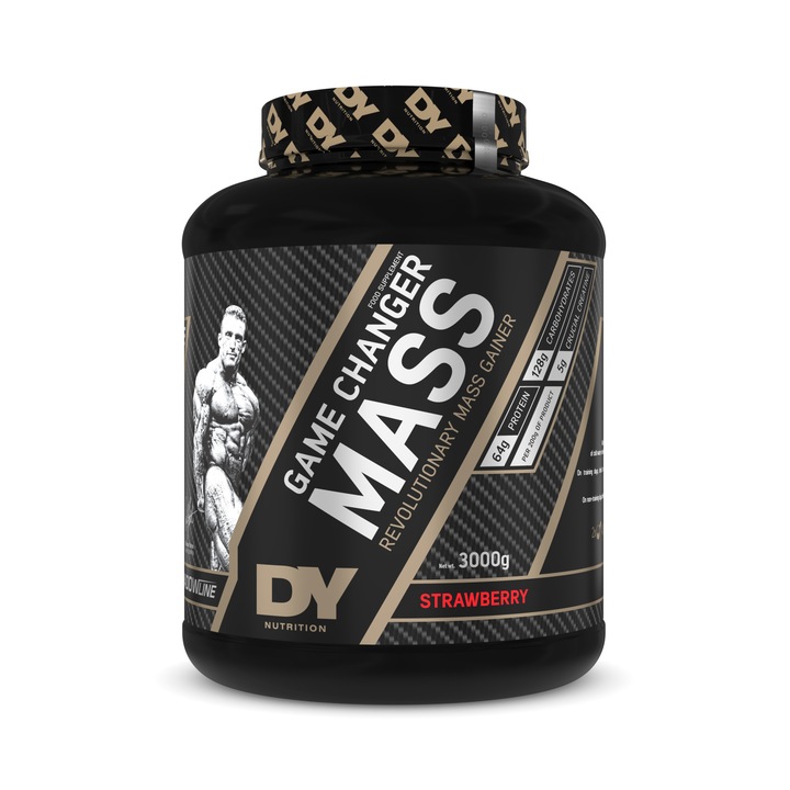 Gainer pentru crestere masa musculara "Game Changer Mass", Dorian Yates Nutrition 3Kg, 20 de portii - Capsuni