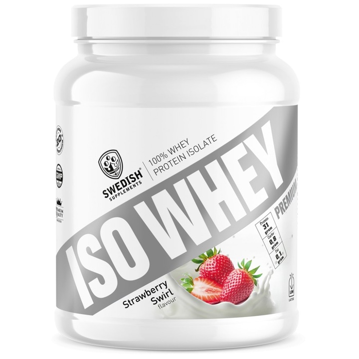 Хранителна добавка SWEDISH Supplements ISO Whey / Premium Isolate Protein, Ягода, 700 грама
