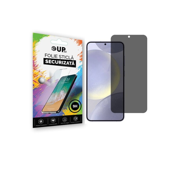 Folie Sticla Securizata Upzz Privacy Compatibila Cu Samsung Galaxy S24 FE, Full Glue, Case Friendly, Antispy