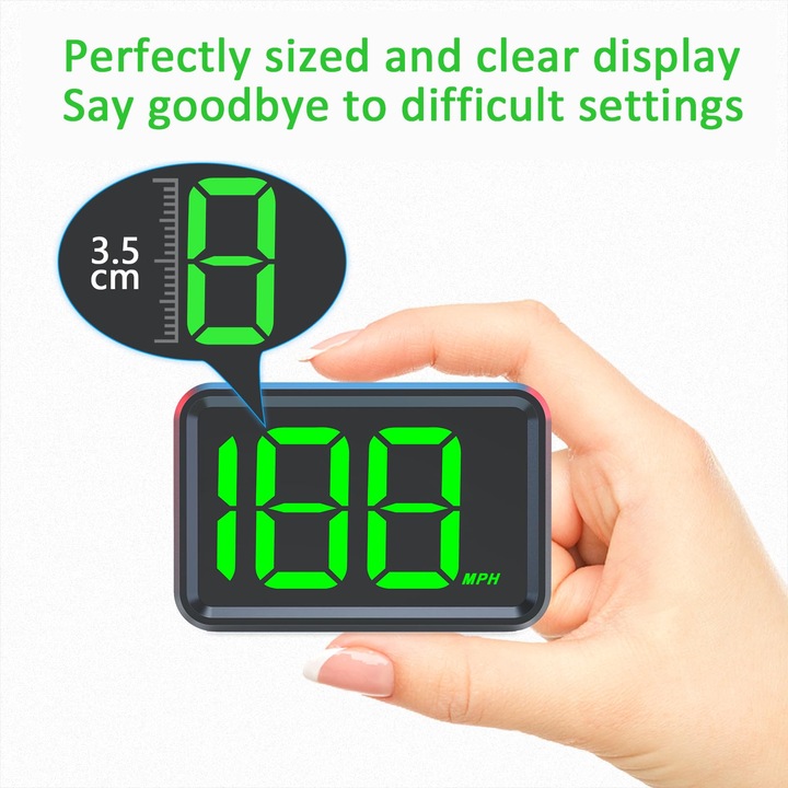 Vitezometru GPS pentru masina, vitezometru universal MPH, conexiune USB, afisaj digital mare heads-up, plug and play, compatibil cu toate masinile, camion, WALALLA, negru