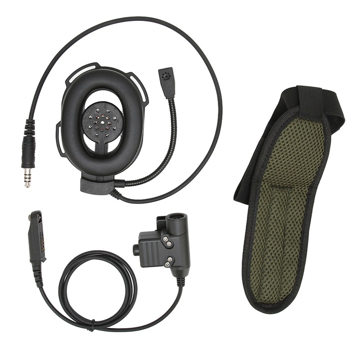 Mmgoqqt Регулируема едностранна слушалка с PTT U94 за Baofeng UV-9R, UV-9R PLUS, UV-XR, BF-9700, черна