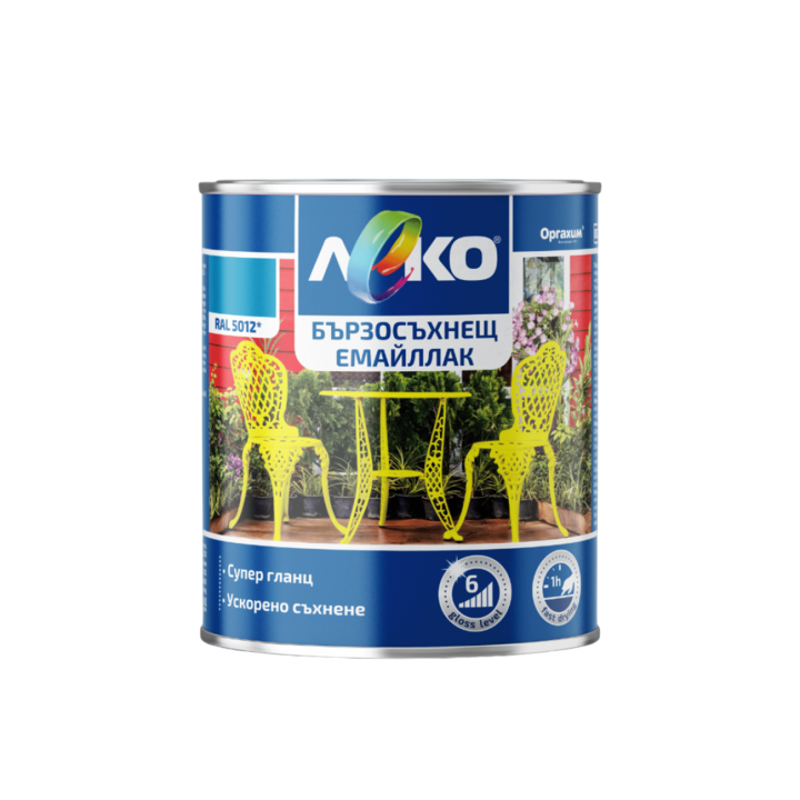 Email cu uscare rapida Light, Pentru metal, Baza alchidica, Luciu, 0,65L, Albastru deschis