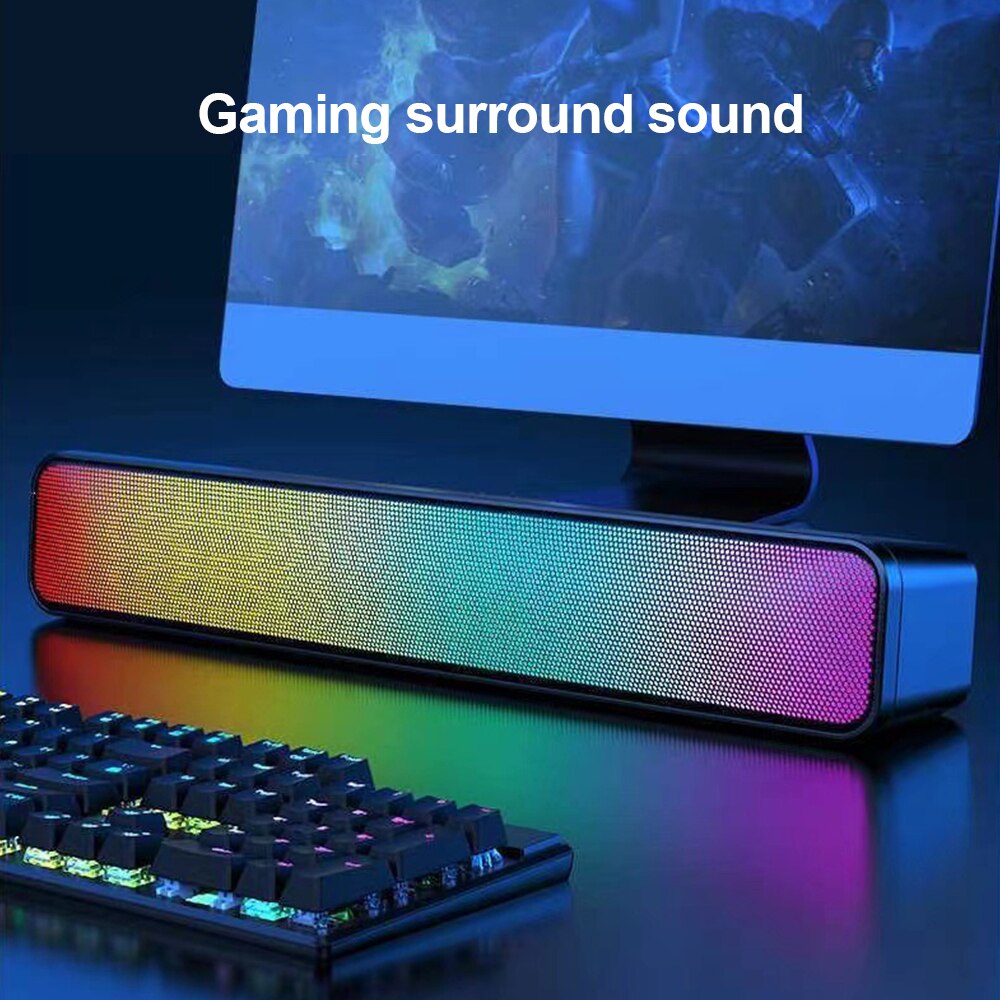 Boxa computer, JESWO, sunet Hi-Fi, Bluetooth 5.0, lumini RGB, negru ...