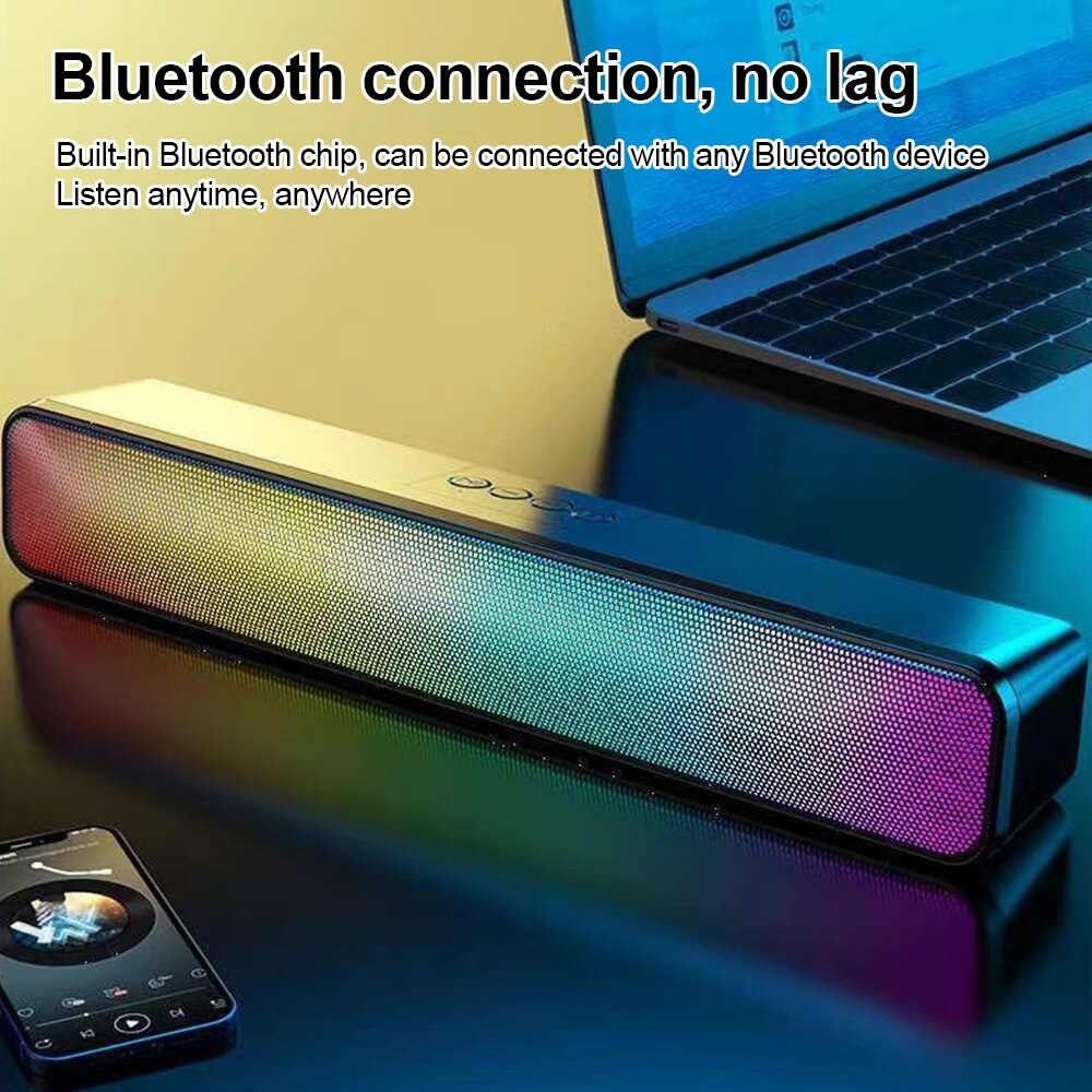 Boxa computer, JESWO, sunet Hi-Fi, Bluetooth 5.0, lumini RGB, negru ...