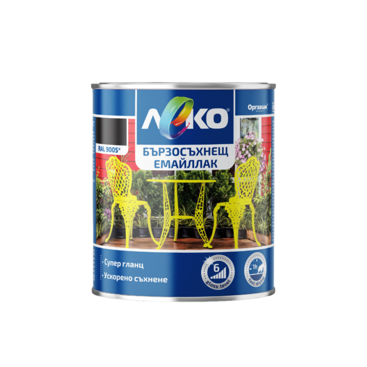 Vopsea, Leko, Pentru metal, Luciu, 0,65 L, Negru