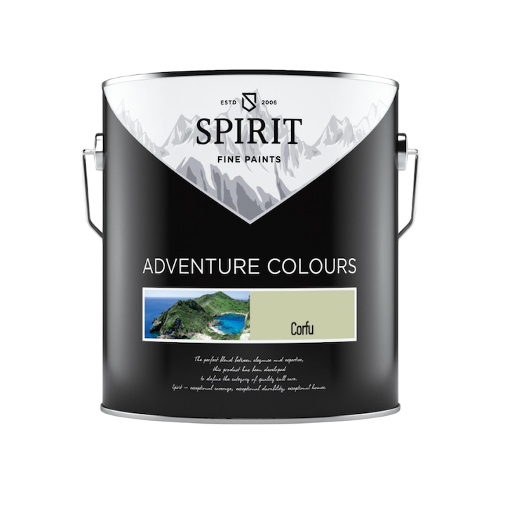Цветна боя за стени Spirit Adventure Colours Corfu, Лесна за поддържане и почистване, 2.5Л, Светлозелен