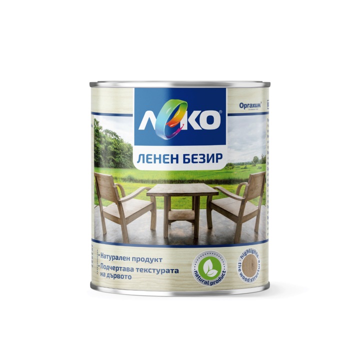 Ленен безир за дърво Леко, Съдържа масла, Мат покритие, 0.75Л, Жълт