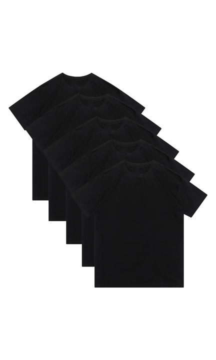 6 db egyszerű póló készlet, SINBINTA, M, Unisex, Elegáns modell, Pamut, Nehéz kivitel, Kényelem, 45-60 kg-ig, Fekete