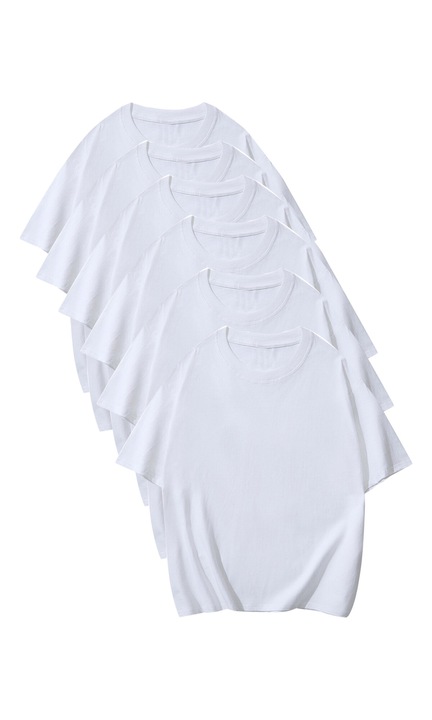6 db egyszerű póló készlet, SINBINTA, M, Unisex, Elegáns modell, Pamut, Nehéz kivitel, Kényelem, 45-60 kg-ig, Fehér