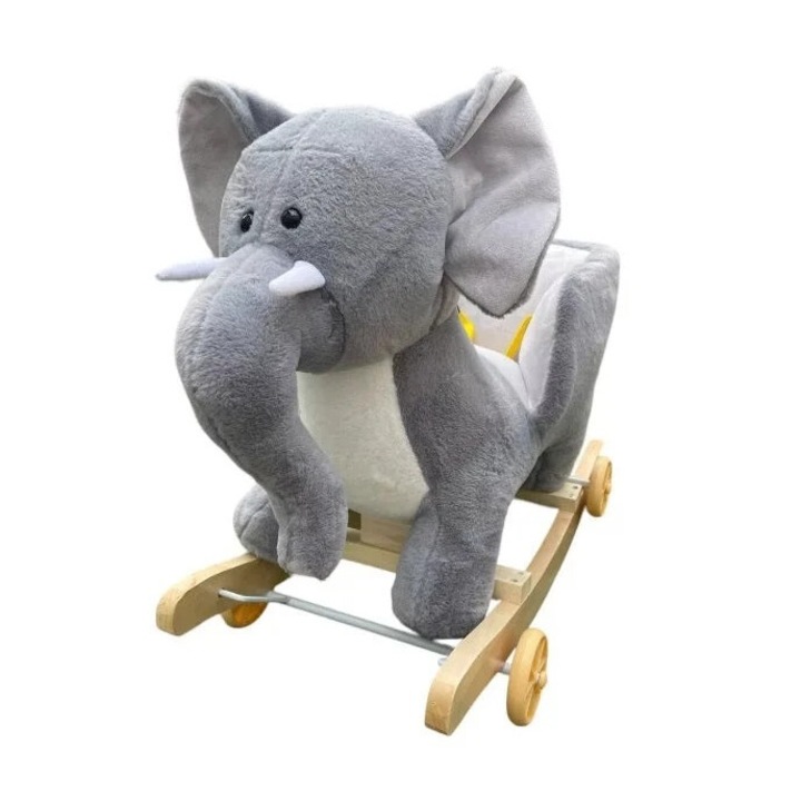 Бебешка люлка 8 месеца+, Welora, Слон от Плюс, Дървена конструкция, Cива