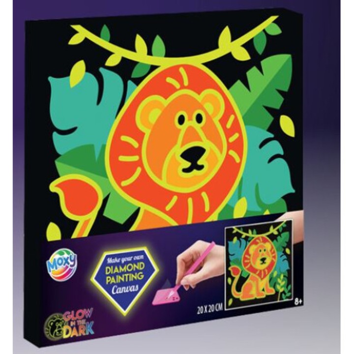 Светещ Диамантен Гоблен, Creative Craft с Рамка Лъвче, 20 x 20 см, Кръгли мъниста