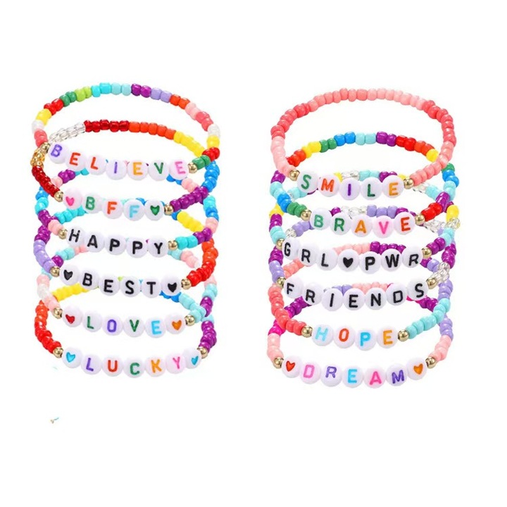 Set 12 bratari din margele de orez, stil boho, multicolor, elastica, pentru petreceri, bijuterii dama