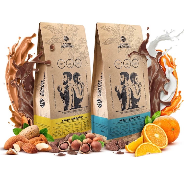 Кафе на зърна, Coffee Broastery Brazil Cerrado Бразилия Guaxupe комплект, Прясно изпечено, 2 x 1кг