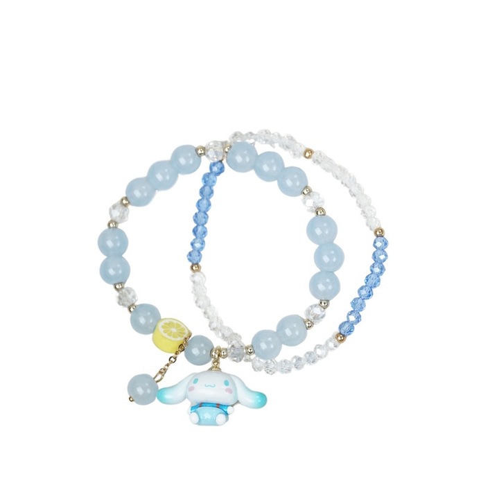 Set 2 bratari dama, piatra naturala, albastru/alb