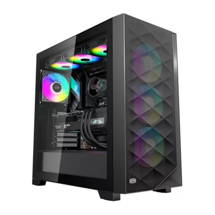 Carcasa Chieftec Mesh CM-01B-U3, Mid Tower, fara sursa, ATX/mATX, Negru