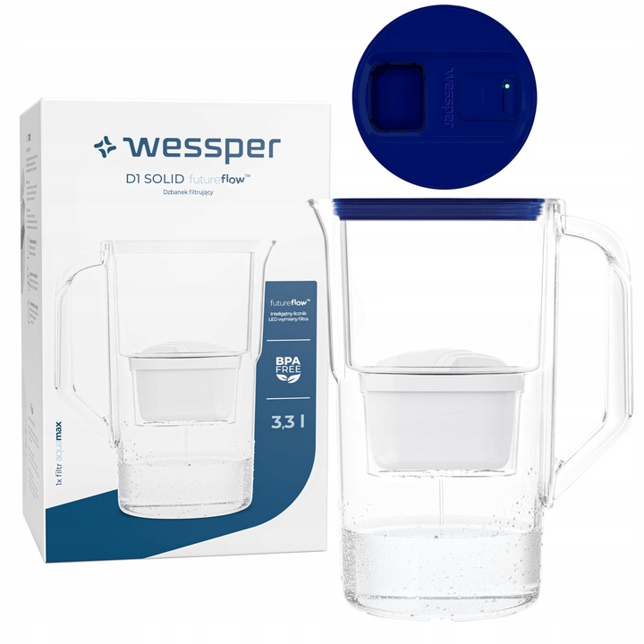 Комплект кана за филтриране Wessper D1 SOLID FutureFlow 3.3l синя с филтър Aquamax