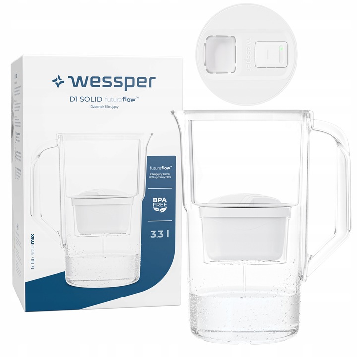 Комплект кана за филтриране Wessper D1 SOLID FutureFlow 3.3l бяла с филтър Aquamax