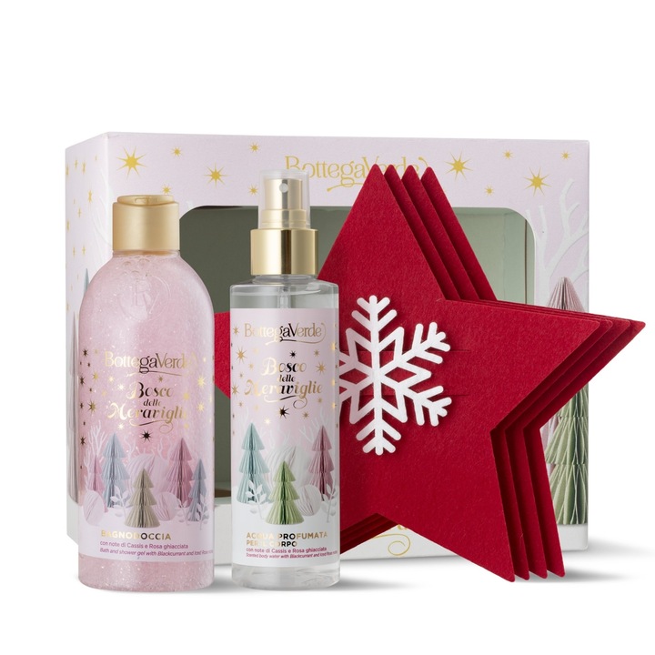 Női ajándékkészlet, finom ápolás rózsa és feketeribizli aromával - Bosco delle meraviglie, 150 ML, 250 ML, Bottega Verde