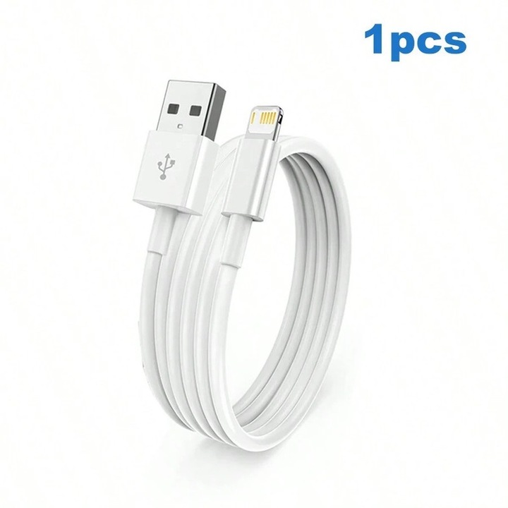 USB към Lightning кабел за данни 1m, 2.4A, за iPhone, бял