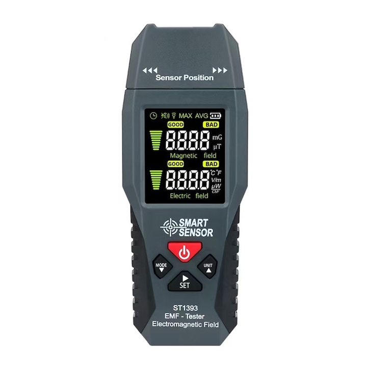 Detector digital de radiatii electromagnetice - Tester de intensitate a campului magnetic si electric - Metru EMF portabil cu ecran LCD