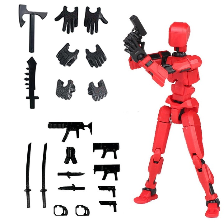 Фигурка на 3D отпечатан IMALDI PRO® Action Robot, червен