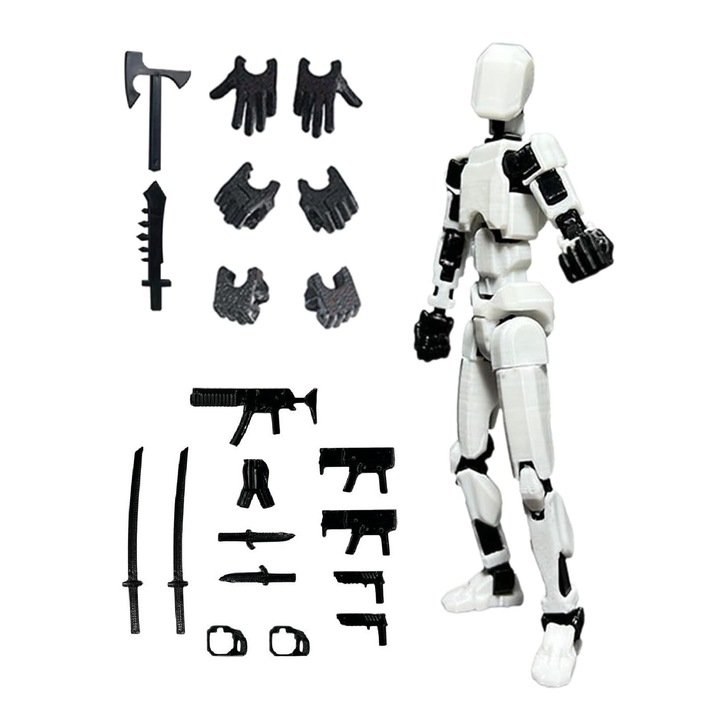 Фигурка на 3D отпечатан IMALDI PRO® Action Robot, бял