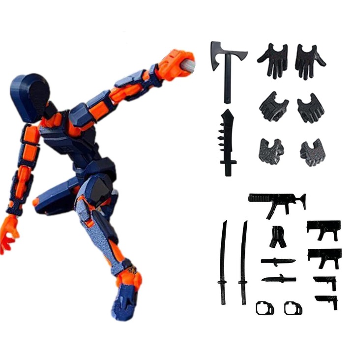 Фигурка 3D отпечатана на екшън робот IMALDI PRO®, синьо-оранжево