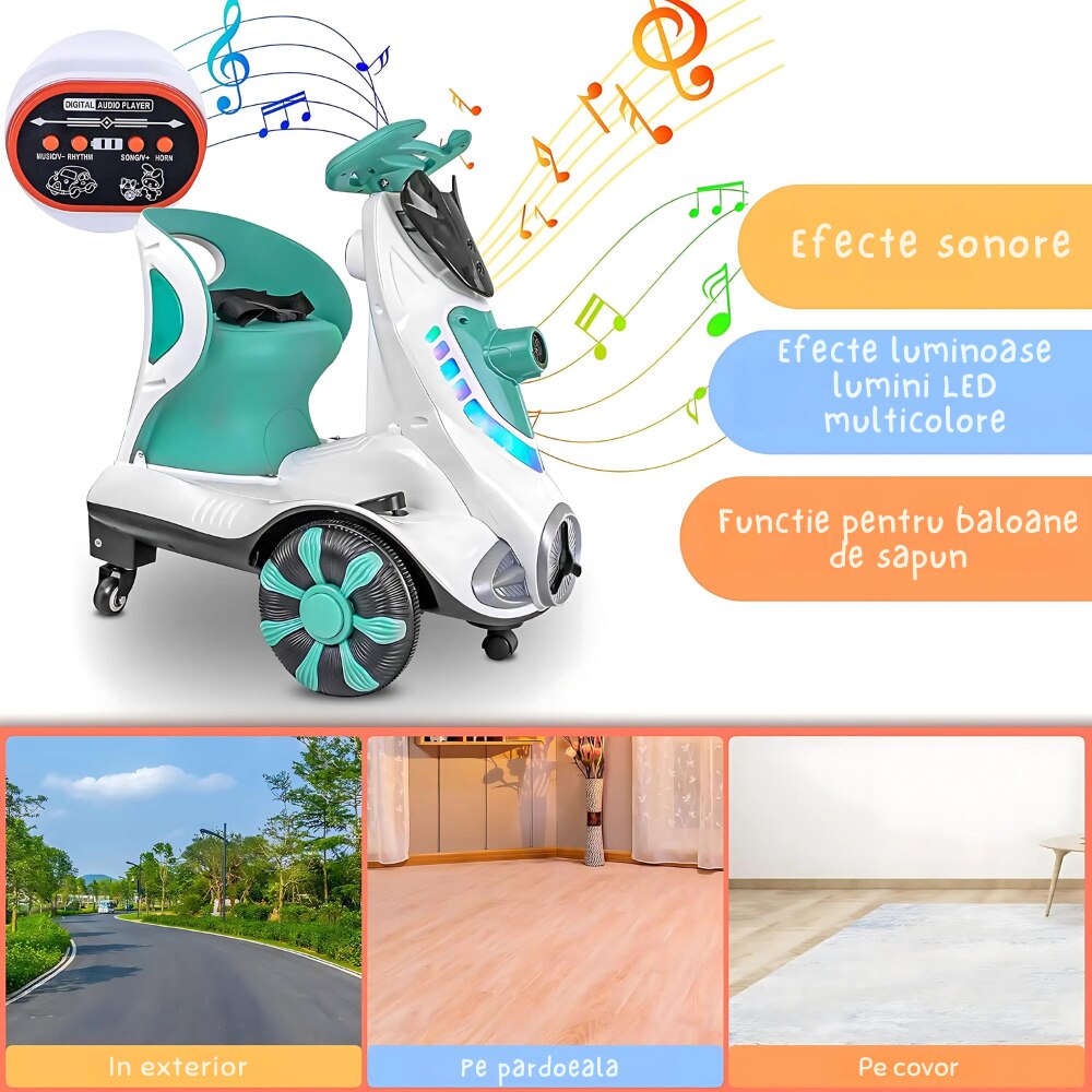 Scuter electric multifunctional JIJU®, lumini LED, centura de