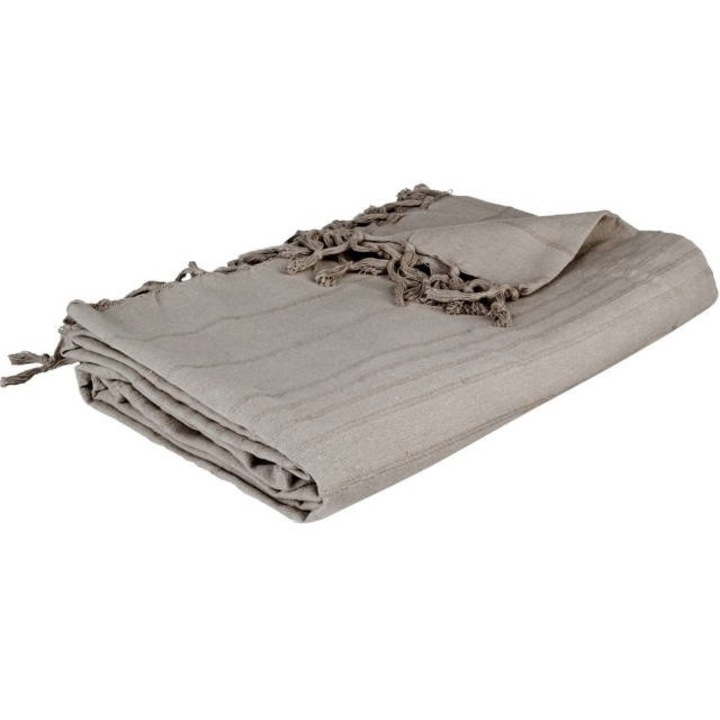 Cuvertura de pat din bumbac 160 x 220 cm, culoare bej inchis