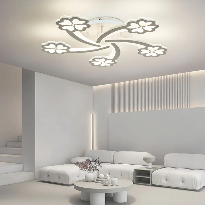 Lustra LED cu 3 functii si telecomanda, 92+12W, lumina calda/rece/naturala+RGB, intensitate reglabila, alb, LED CONCEPT, LC-R-M400-5RGB