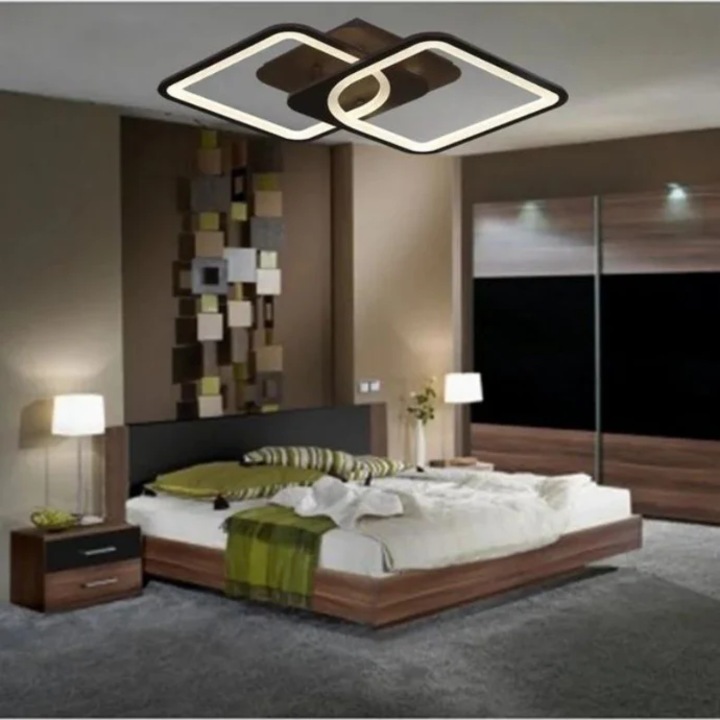 Lustra LED cu 3 tipuri de lumina si telecomanda, 64W, intensitate reglabila, lumina rece/neutra/calda, maro, LED CONCEPT, LED-M31-2CF