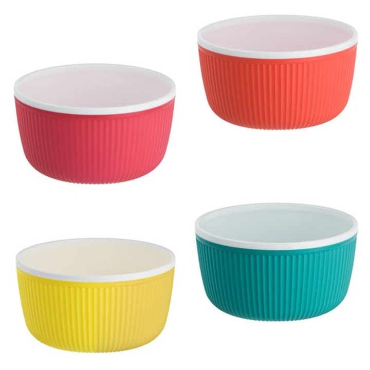 Boluri de servire, model dungi, plastic, multicolor, 520ml - 4buc