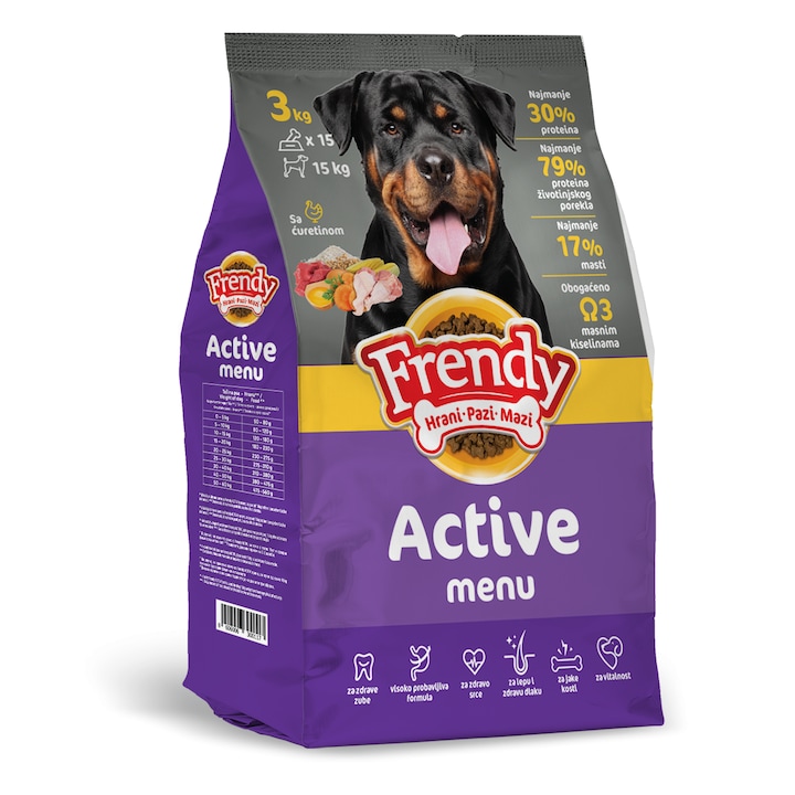 FRENDY ACTIVE 10Kg- Hrana uscata pentru caini adulti. Amestec complet pentru toate rasele si toate taliile. -10 kg - Frendy