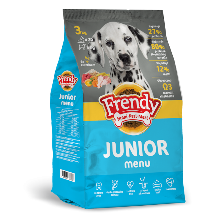 FRENDY JUNIOR 10Kg- Hrana uscata pentru cainii tineri . Amestec complet pentru toate rasele si toate taliile. -10 KG
