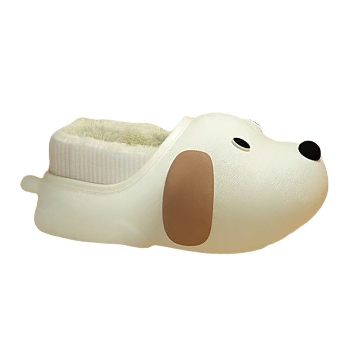 Papuci de casa draguti in forma de catel NUO-154.155crem 111800, Crem