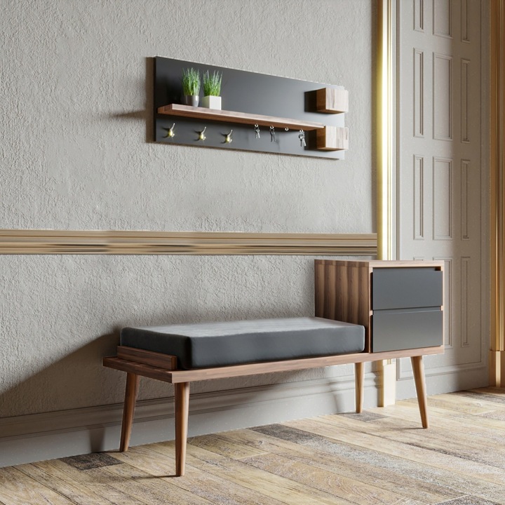 Akasztó, CR-0029, Dió, 80x30x8 cm