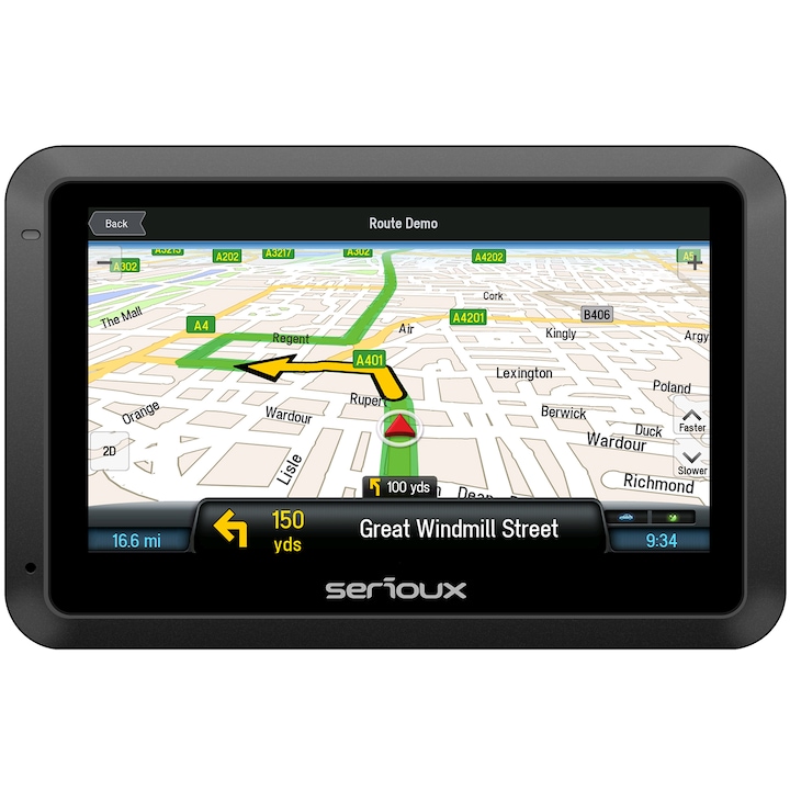 Serioux UrbanPilot Q475T2 navigációs rendszer, átmérő: 4.3”, Térkép nélkül