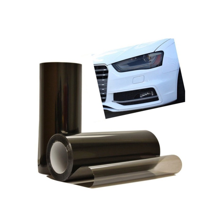 Rola Folie Fumurie Light Black Protectie Faruri si Stopuri Dimensiuni 0.6 m x 10m, Protejeaza Impotriva Zgarieturilor, Substantelor Chimice, Radiatiile UV, Conditiile Meteorologice Extreme, Reduce Riscul de Ingalbenire si Crapare