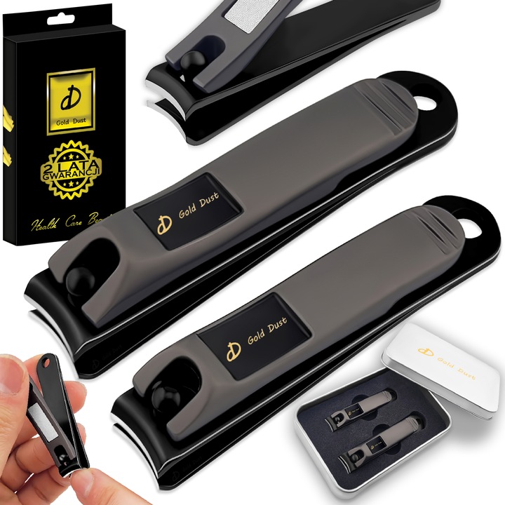 Cleste Unghii Manichiura Pedichiura Foarfece Pentru Unghiile Incarnate Sau Groase Taietor de Cuticule precizie Gold Dust, Manichiura, Set 2 bucati, negru din Otel Inoxidabil pentru Unghii Groase si Incarnate Design Ergonomic Antialunecare