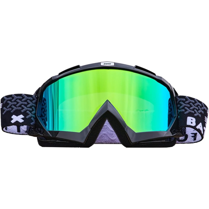 Ochelari sport Batfox, Moto/ Enduro/ ATV Cross/ Downhill/ Ski policarbonat/plastic, lentile colorate, protectie UV, verde/negru