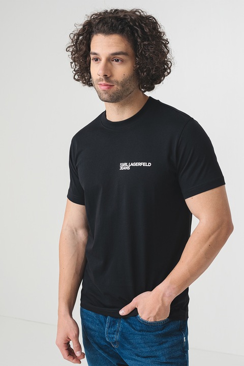 KARL LAGERFELD JEANS, Szűk fazonú organikuspamut póló, Fekete
