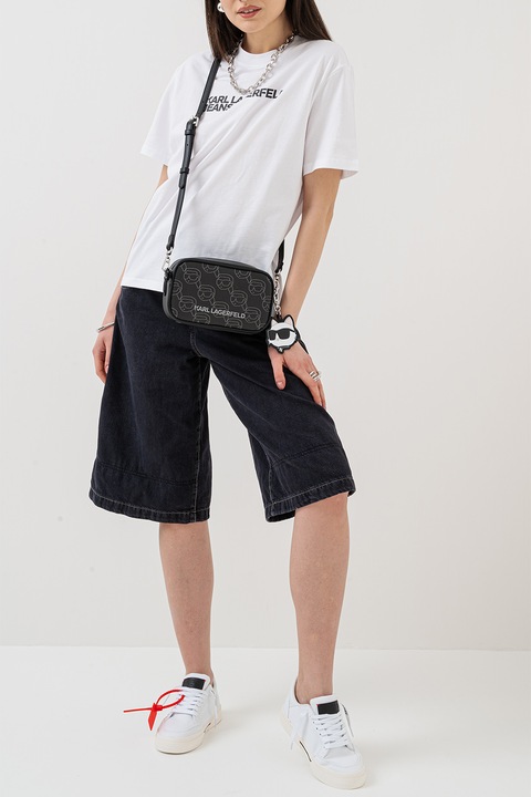 KARL LAGERFELD JEANS, Tricou regular fit din bumbac organic, Alb optic