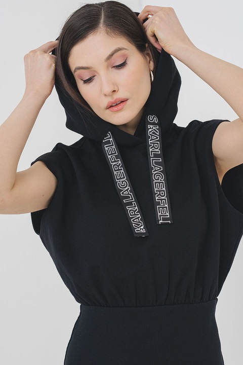 KARL LAGERFELD JEANS, Rochie mini cambrata cu aspect 2 in 1, Negru