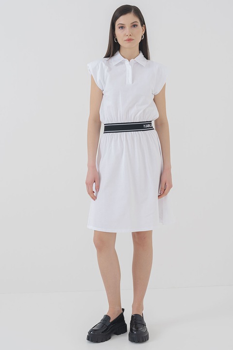 Karl Lagerfeld, Bővülő fazonú galléros miniruha, Fehér