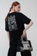 Karl Lagerfeld, Tricou de bumbac organic cu imprimeu text, Alb/Negru