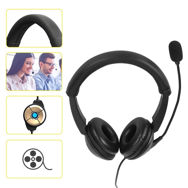 Jormftte OY359 PC headset mindenirányú mikrofonnal, zajcsökkentéssel, fekete, szett