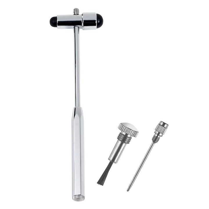 Ciocan reflexe neurologic, Axroad Mall, Cu pin si perie, 3-in-1, Multifunctional, Fara latex, Pentru examen neurologic al durerii si sensibilitatii, Diagnosticarea reflexelor articulare, 19 cm, Negru